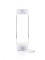 Trinkflasche weiß aus Glas. Wiederverwendbar. Drinking bottle white. reusable.