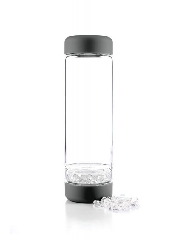 Edelsteinwasserflasche dunkelgrau. crystal water bottle dark grey
