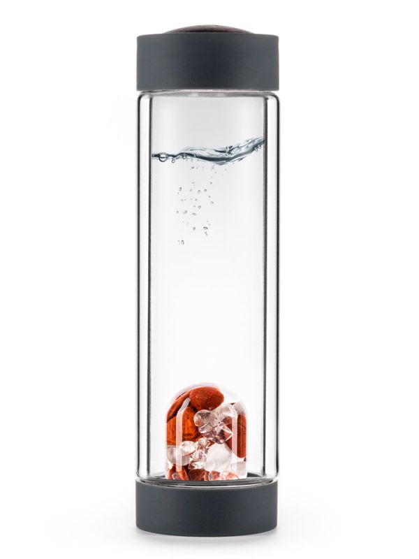 ViA HEAT FITNESS  Insulated Crystal Infusion Bottle with Red Jasper,  Magnesite & Clear Quartz