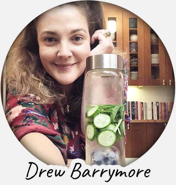 drew barrymore crystal water bottle lemon