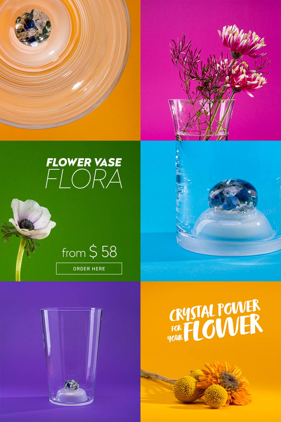 vitajuwel crystals glass flower vase flora